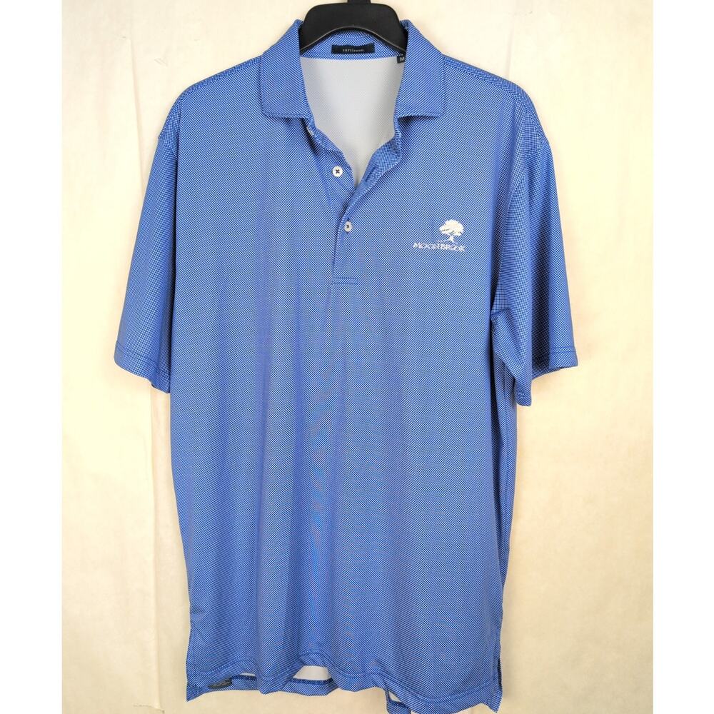 Turtleson blue check print golf polo shirt size Med Active Performance Preppy